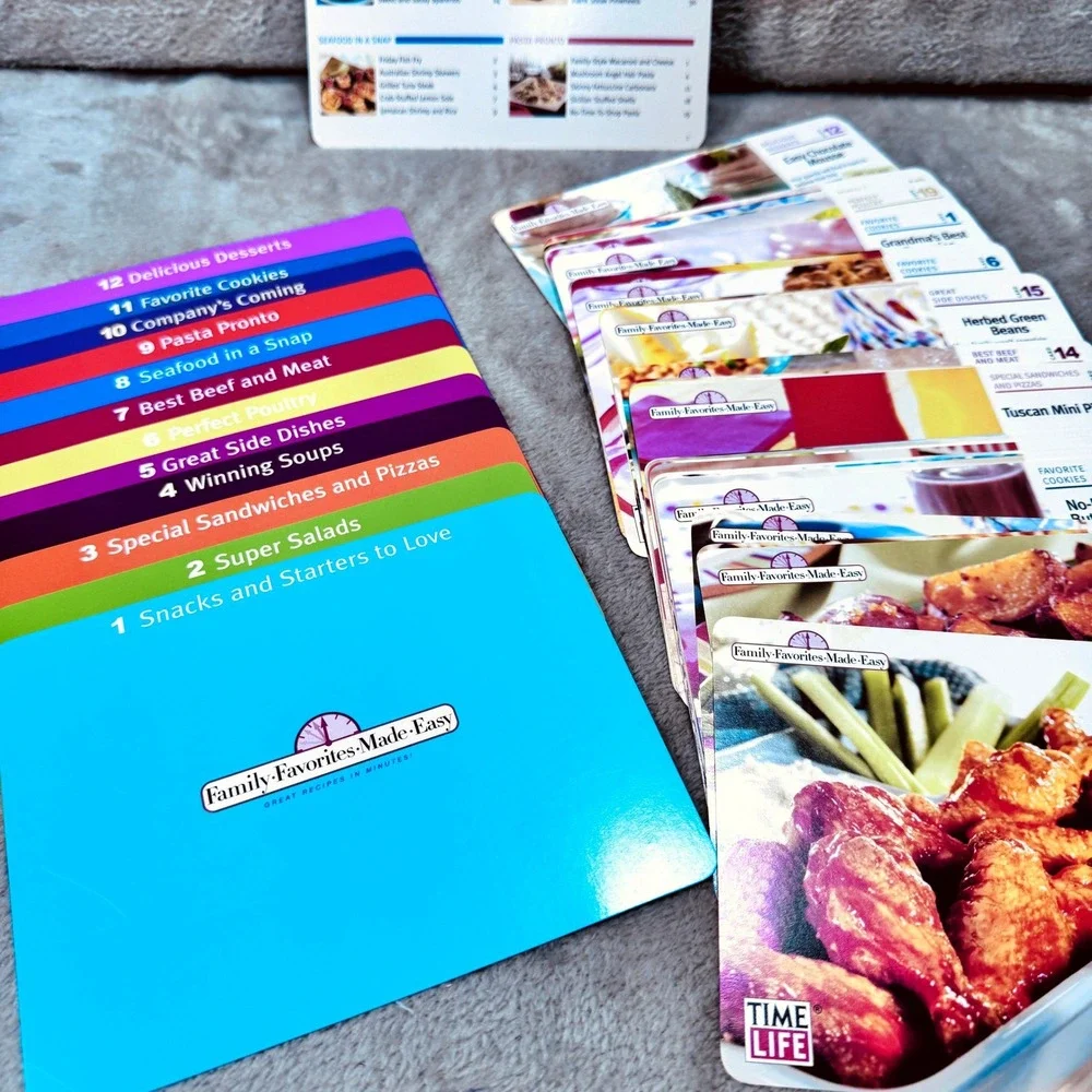 Time Life Recipe Cards Family Favorites Made Easy Set w Tabs Cooking Grannycore‎